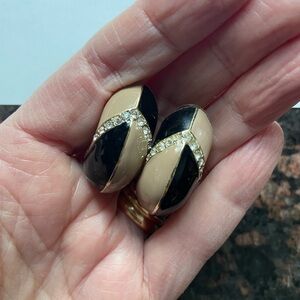 Elegant Black and Cream Earrings